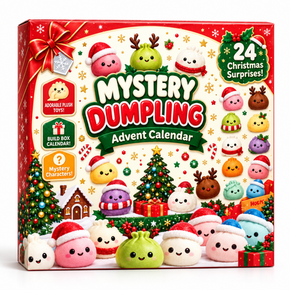 The Squishmas Mystery Dumpling Advent Calendar box with 24 Christmas surprises